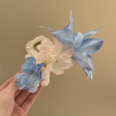 1pc Spring Acrylic Fabric Floral Hair Clip Fashion Fresh Sweet Hair Claw for Women