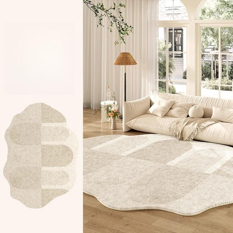 Fluffy Soft Lounge Floor Mat Thickend Plush Bedside Rug Cream Style Bedroom Decor Plush Irregular Shapes Carpets For Living Room