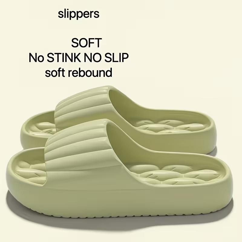 Unisex Solid Color Open-Toe Breathable Thick-Bottom Slippers, Comfortable Anti-Slip Durable Odor-Resistant EVA Slippers, Unisex Indoor Shoes