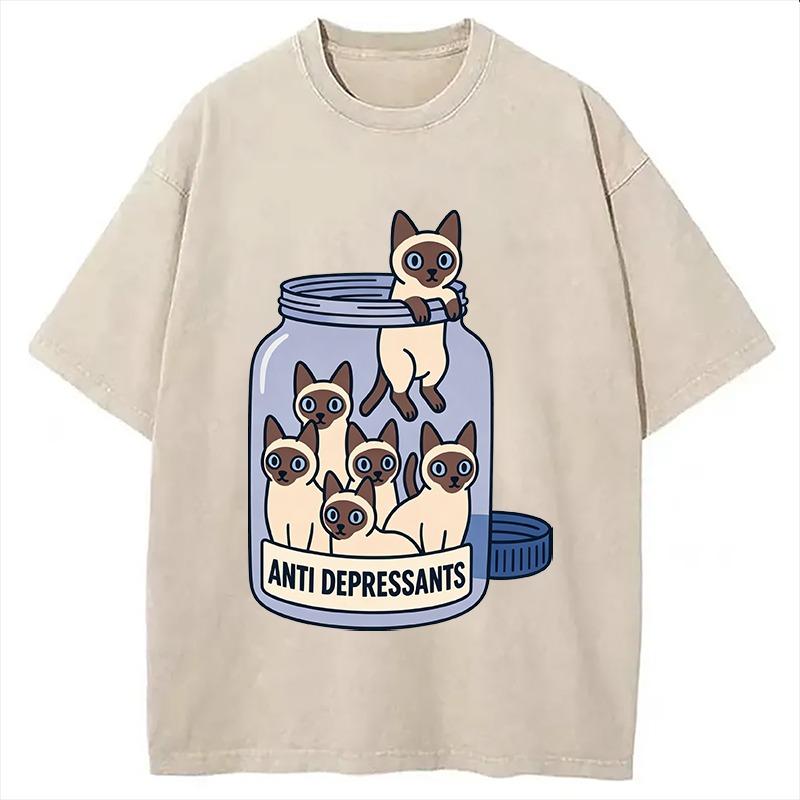 

Men s Cute Siamese Washed Acid T-Shirt Summer Holiday Short Sleeve O-neck Harajuku Tees Casual Loose Tunics 3XL