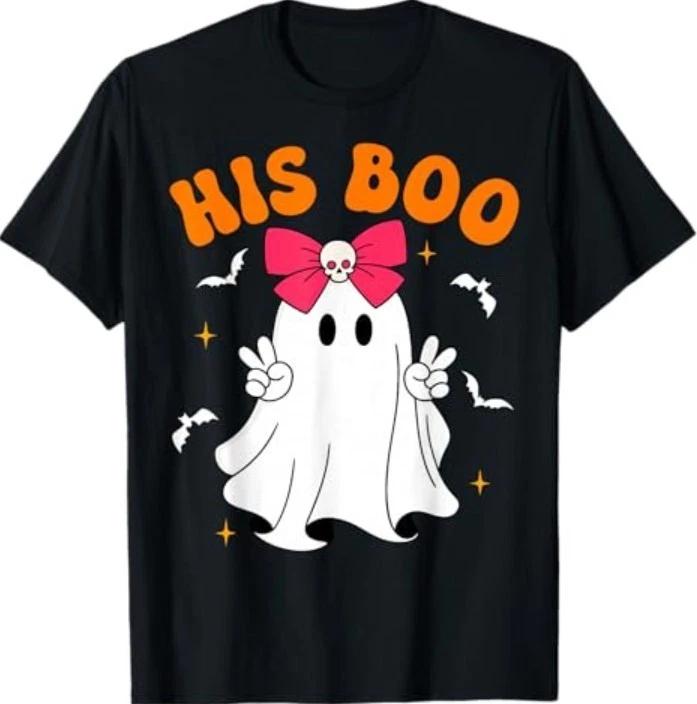 Her Boo & His Boo Funny Matching Halloween Couples T-Shirt 2XL