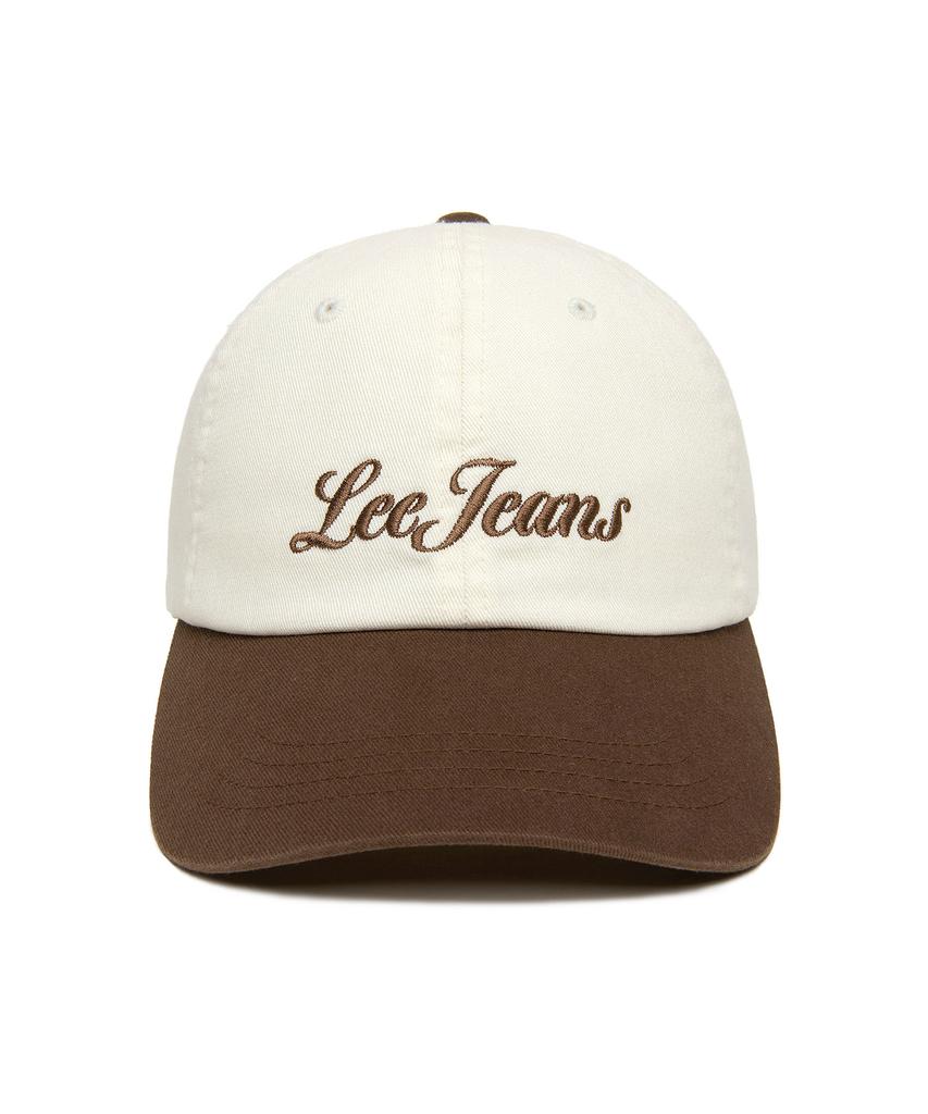 LEE Lettering Color Block Cotton Ball Cap Brown