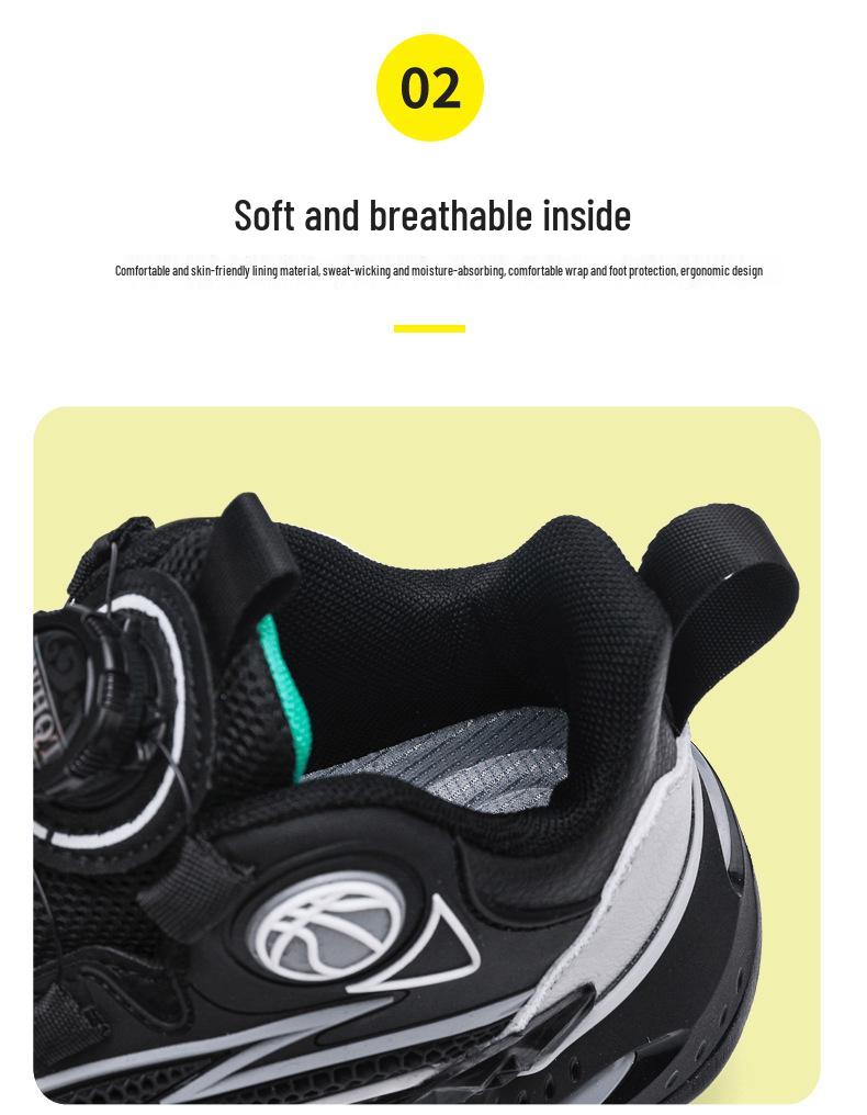 2025 Boys' Autumn Sports Shoes: Non-slip, Wear-resistant Rotary Buckle Running and Basketball Shoes