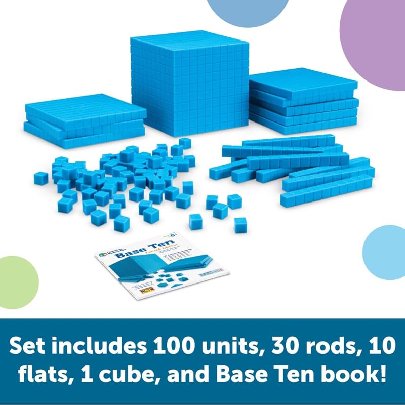 Learning Resources Math Starter Set, Base Ten, 4-Piece Set with Activity Book, LER0930, Authentic