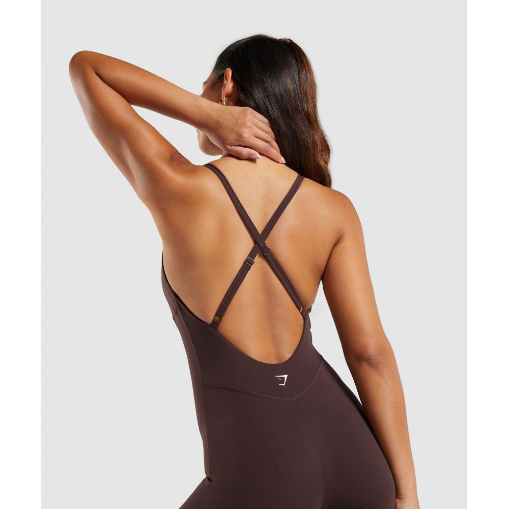 Gymshark Strappy All In One Full Length Heritage Brown B9a1r Ncnz