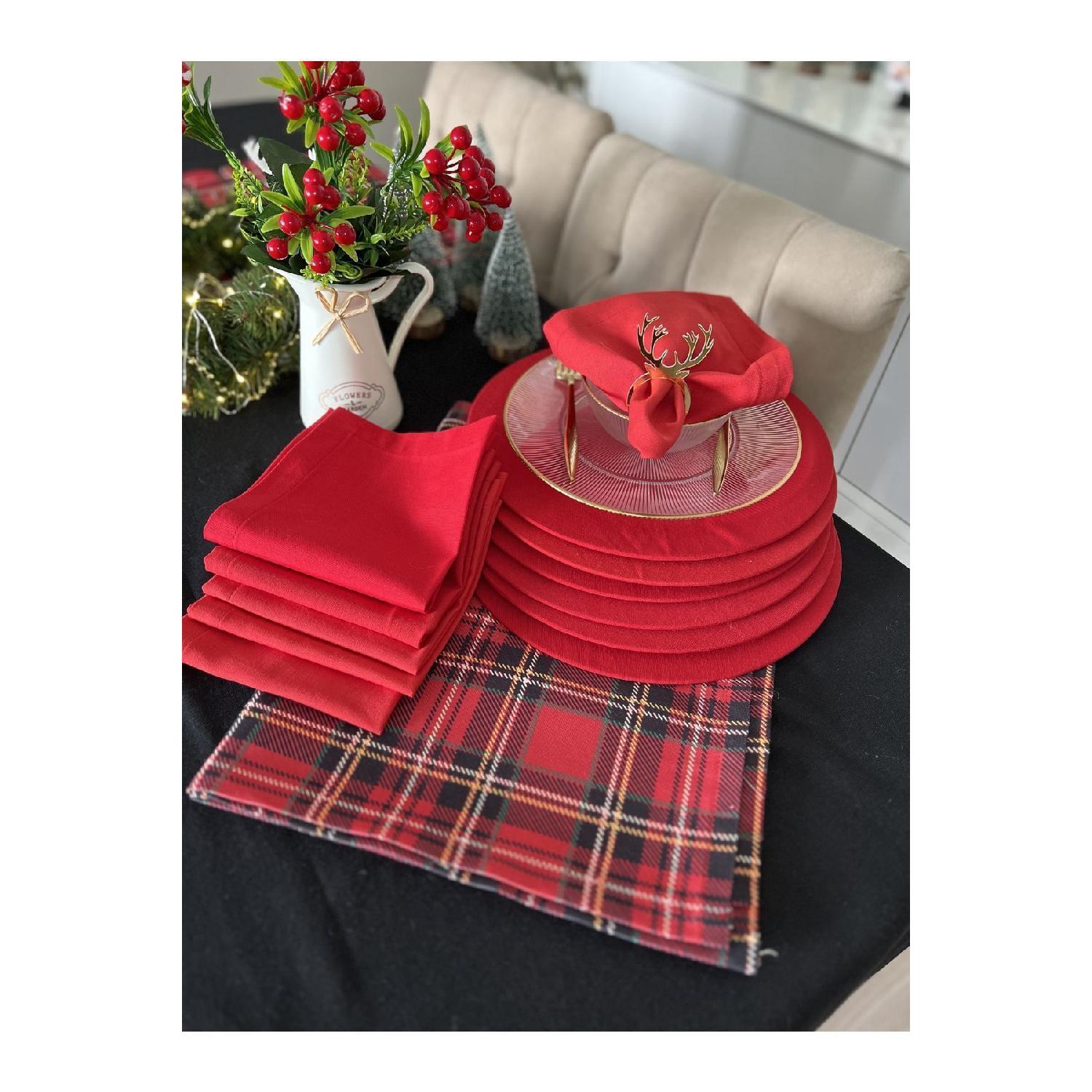 

Новогодний плед для 6 человек, бегун, 6 предметов, тарелка, 6 салфеток, рождественская новогодняя посуда, презентация, Ranr Newyear красный