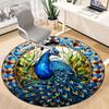 1pc Peacock StainedGlass Office Round Area Rug, Indoor Mat Suitable For Office, Under Office Chairs Bedroom Living Room Home Decor, Room Deco
