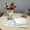 Korean Retro Blue Plaid Tablecloth Placemats Table Mat Food Posing Background Cloth Insulation Pad Home Decoration Accessories