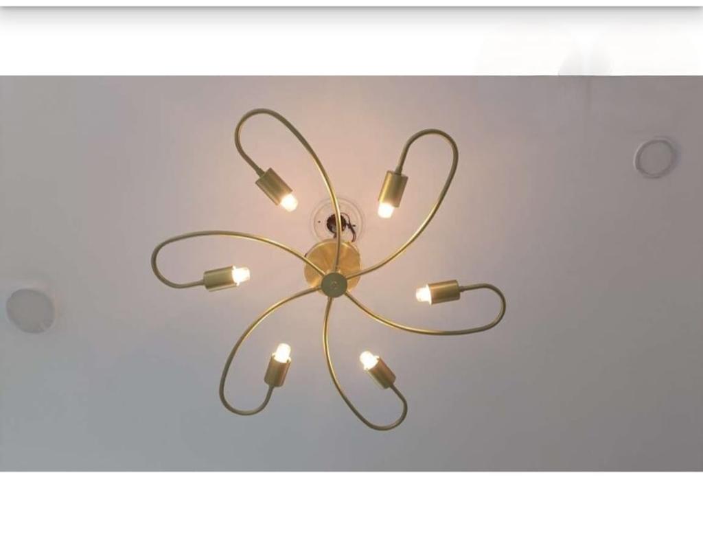 Elegant Ceiling Flush Mount Light Pendant Mid Century Modern Raw Brass Sputnik Chandelier Light Fixture
