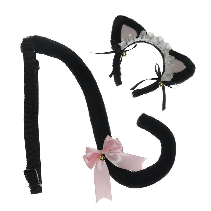 Handmade girl Lolita Comic-Con headgear lace bow accessories maid simulation cat ear headband cat tail suit