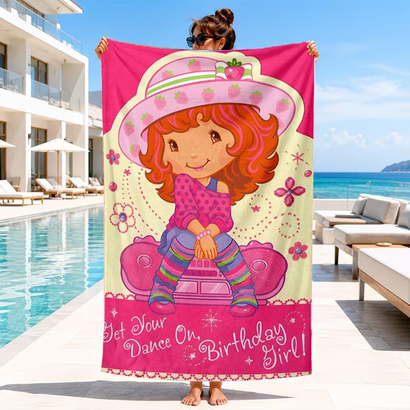 Strawberry Hat And Cat Beach Towel, Microfiber Beach Towel, Perfect For Pool, Beach, Travel, Home Decor Beach Party Fan Gifts