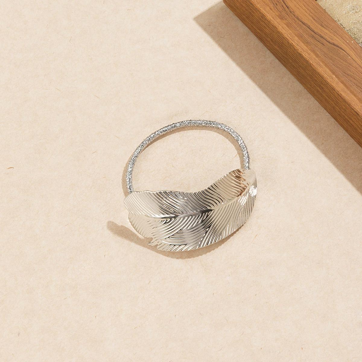 

Набор резинок для волос из сплава Boho Chic - гладкий дизайн в виде листьев, блестящие металлические резинки для волос для женщин и девочек 14+, прочный и стильный подарок