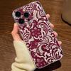 Red Lace Pattern Phone Case For iPhone 17 16 15 11 12 14 13 Pro Max Mini X XS XR 7 Plus 17E Shockproof Soft Cover Shell Fundas