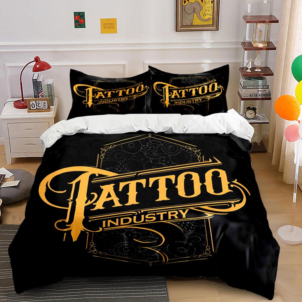 Tattoo Design Three-Piece Set Multiple Sizes Kid'S And Adults' Bedroom Exquisite 3Pc Bedding Set, Gift