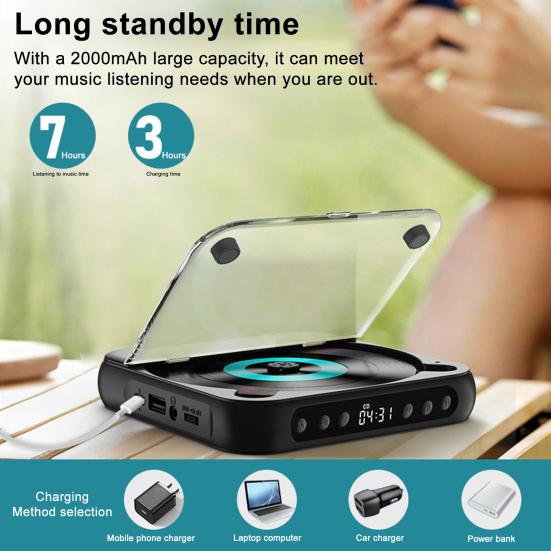 Tragbarer Musikplayer mit LED-Display Bluetooth-kompatibel Wiederaufladbar Kleiner Retro-Musikplayer