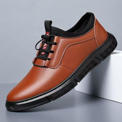 Chaussures pour hommes surface cuir printemps nouveau noir confortables semelle souple version coréenne chaussures tendance polyvalentes sport et loisirs chaussures en cuir pratiques
