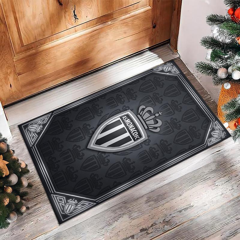 Monaco FC Soccer Football Pattern Soft Area Rug Non Slip Indoor Floor Carpet Sports Decor Mat for Bedroom