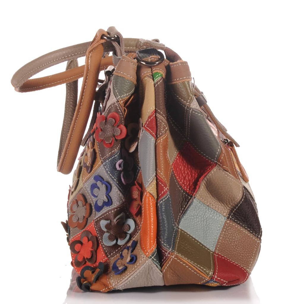 Echtleder Patchwork Tasche mit viel Stauraum