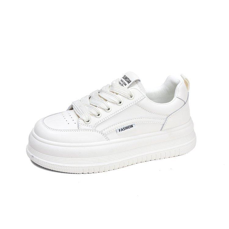 

Маленькие белые туфли с толстой подошвой, женские осенние туфли, увеличивающие рост, повседневные спортивные туфли для сноуборда, студенческие дышащие легкие туфли для одинарного ношения 40 белый