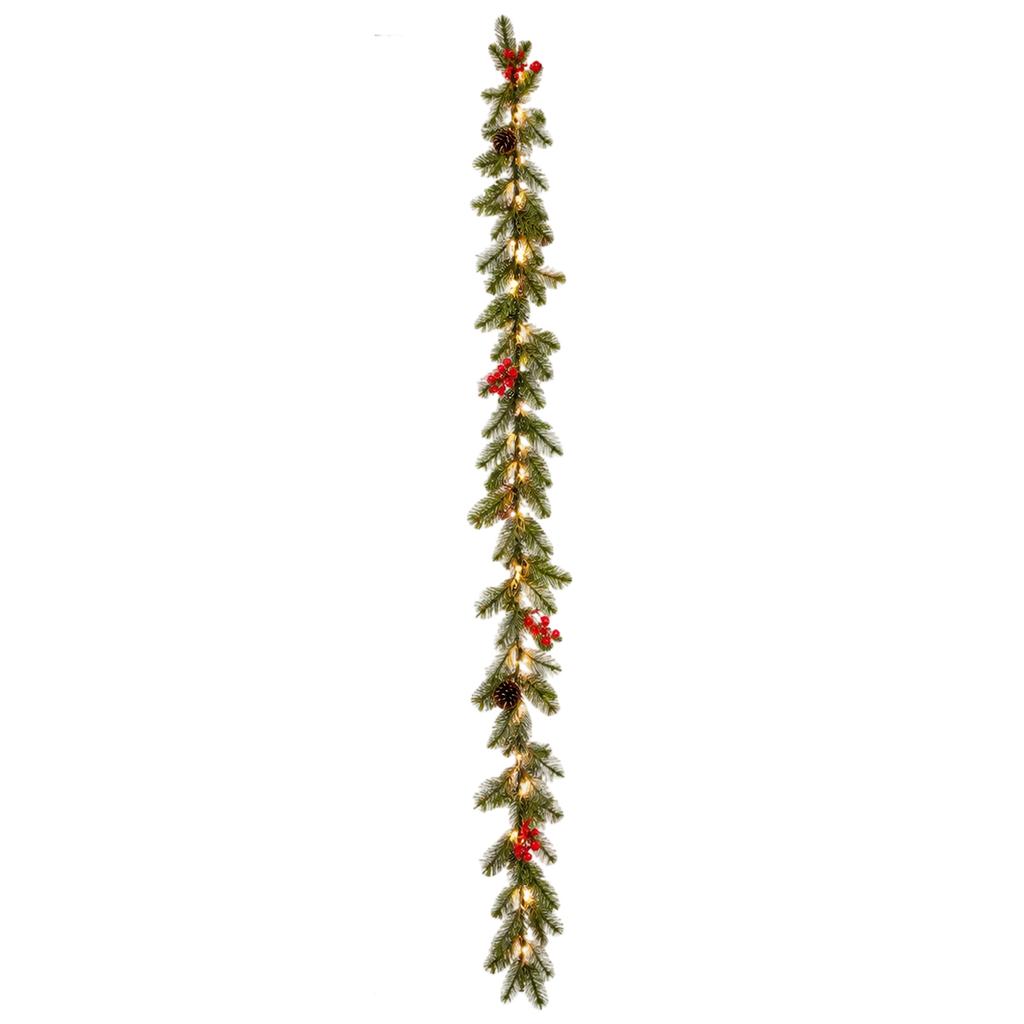 Christmas Lights with Artificial Needles, Red Berries and Cones for Holiday Home Decor
