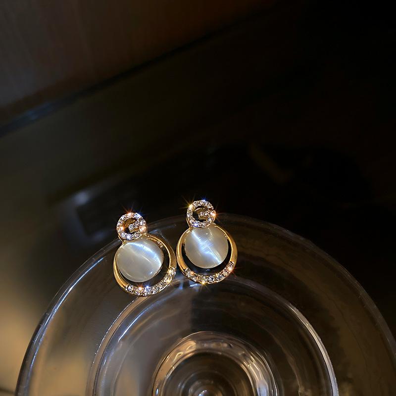 Temperament zircon flower pearl earrings exquisite personality stud earrings women