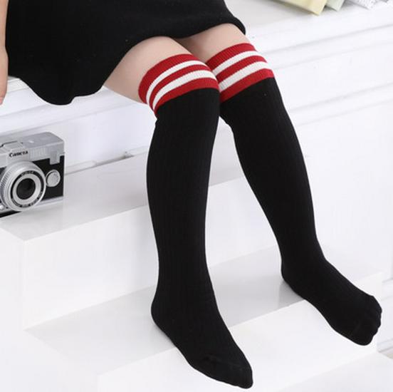 Children's Mid-Calf Socks: Cotton Striped for Girls, Boys' Sports Style, Thick for Autumn/Winter
