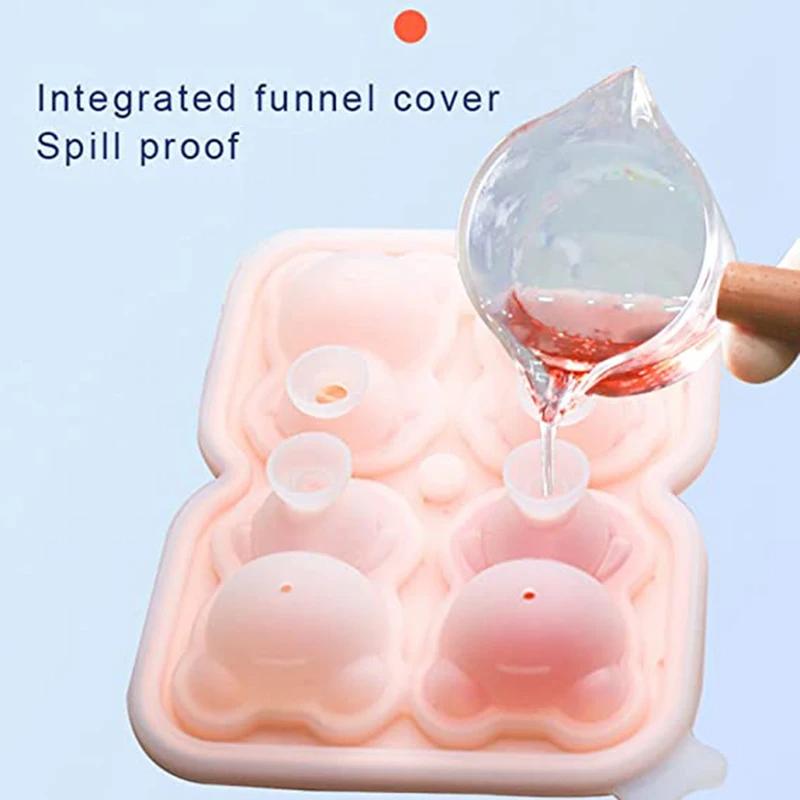 2/4/6 Grids Kawaii Bear Silicone Ice Cube Making Molds Summer Relieve the Heat Ice Cube Trays Mold To Make DIY Drink Ice Coffee