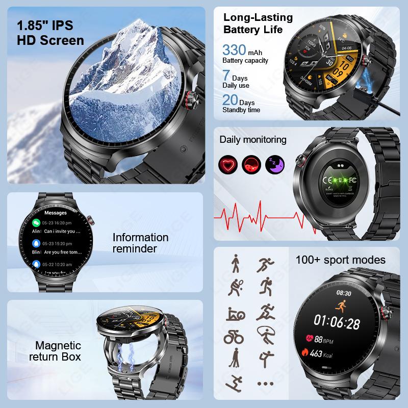 TWS 2 In 1 Headset Smart Watch 1.85" HD Wireless Bluetooth Calling Health Monitor Sports Fitness Watches With Headphones