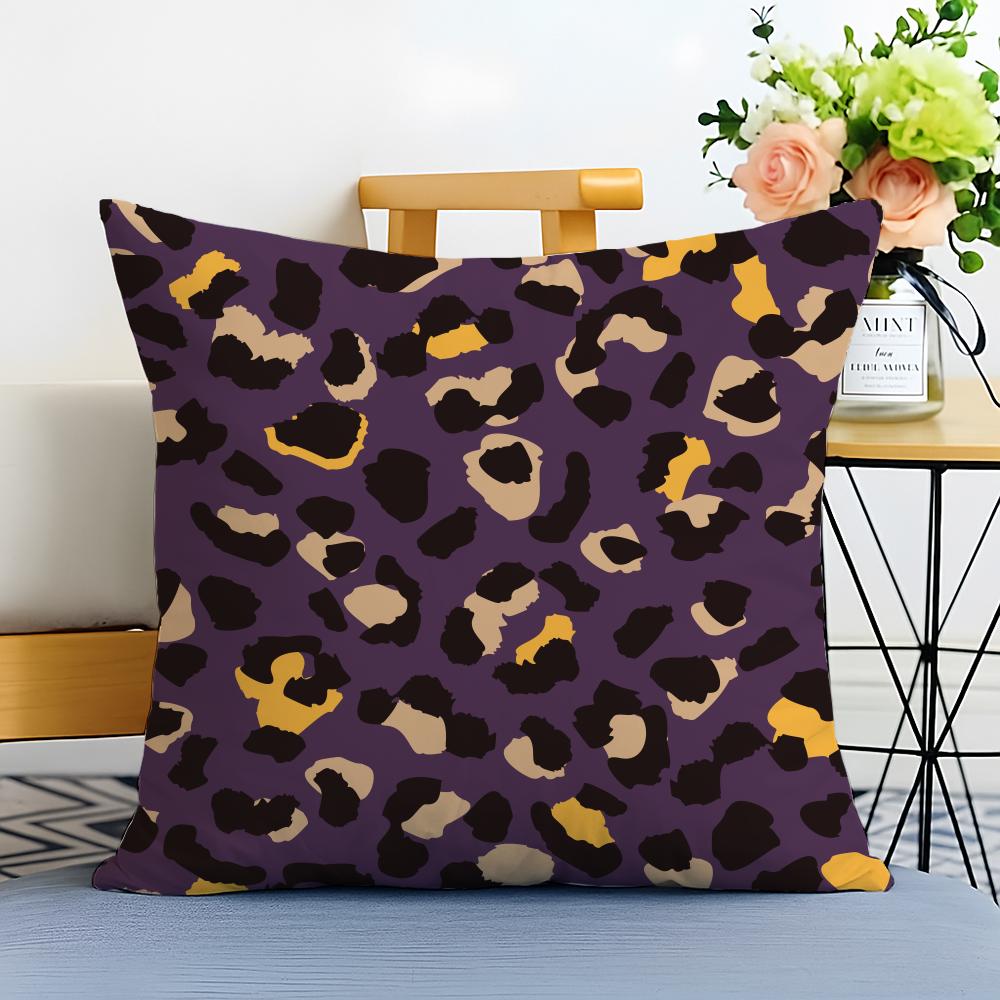 Pattern Trendy Leopard Print Texture Cushion Cover Washable Linen Pillowcase Soft For Sofa Bed Cozy Home Room Decor