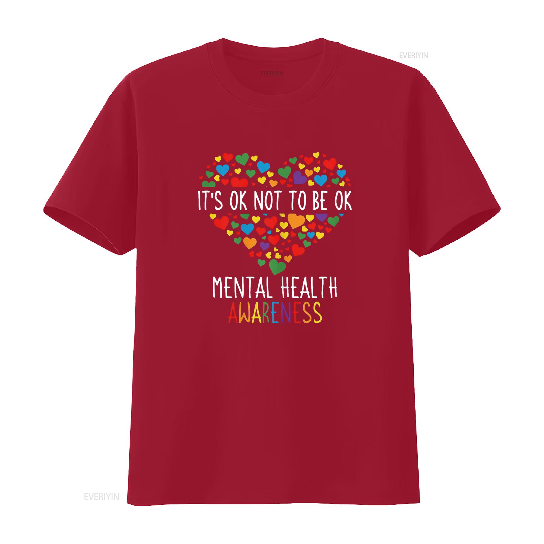 

It s Ok Not To Be Mental Health Awareness Green Ribbon T Shirt for Women Black Large vintage Washed Breathable Unisex S