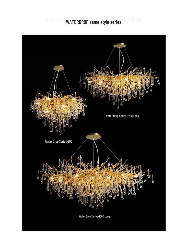 French Luxe Crystal Water Drop Chandelier - Living Room & Dining