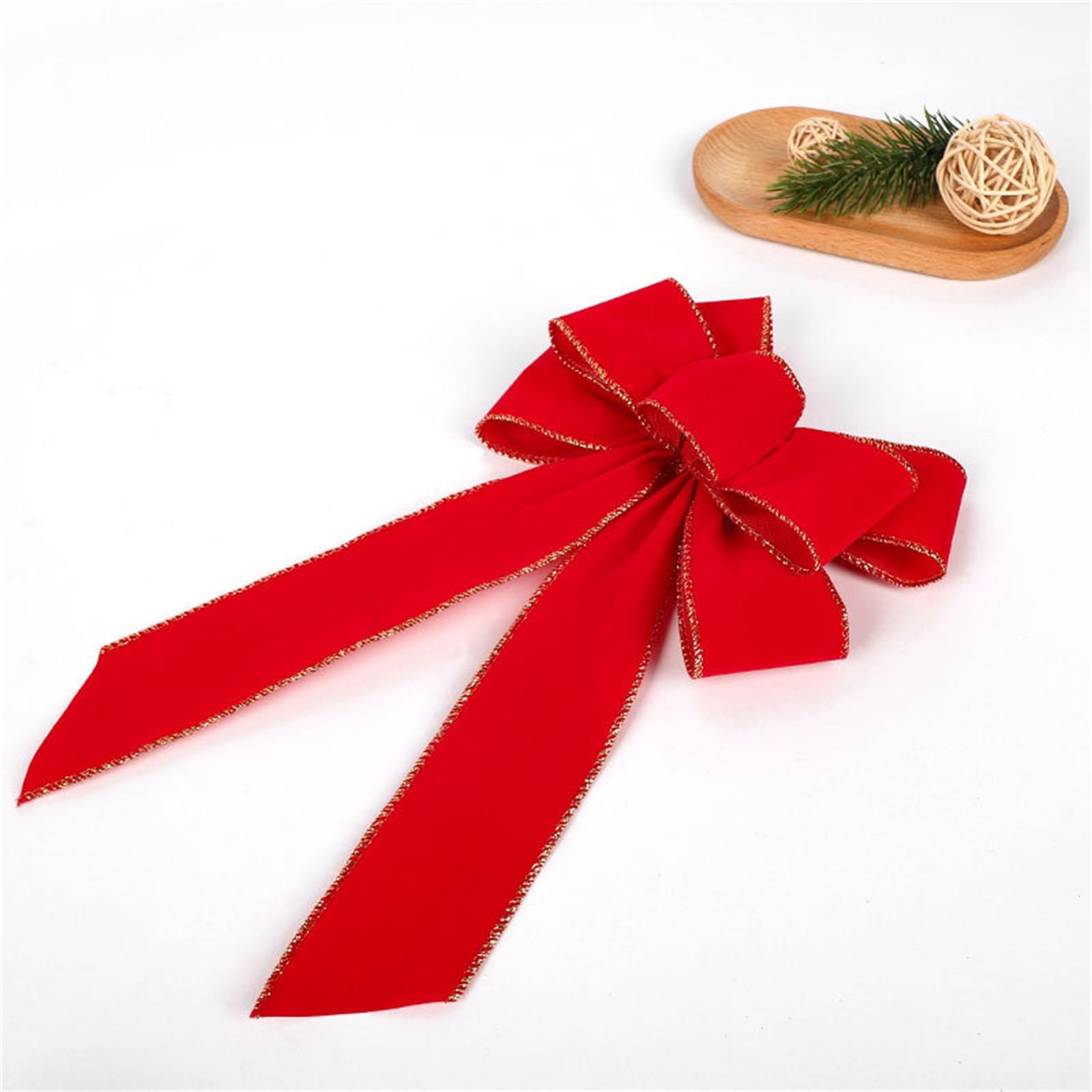 

Ленточный венок, бант шириной 10 дюймов, длинный хвост 18 дюймов, лента для рождественской елки, зимние украшения, рождественский декор, декор входной двери