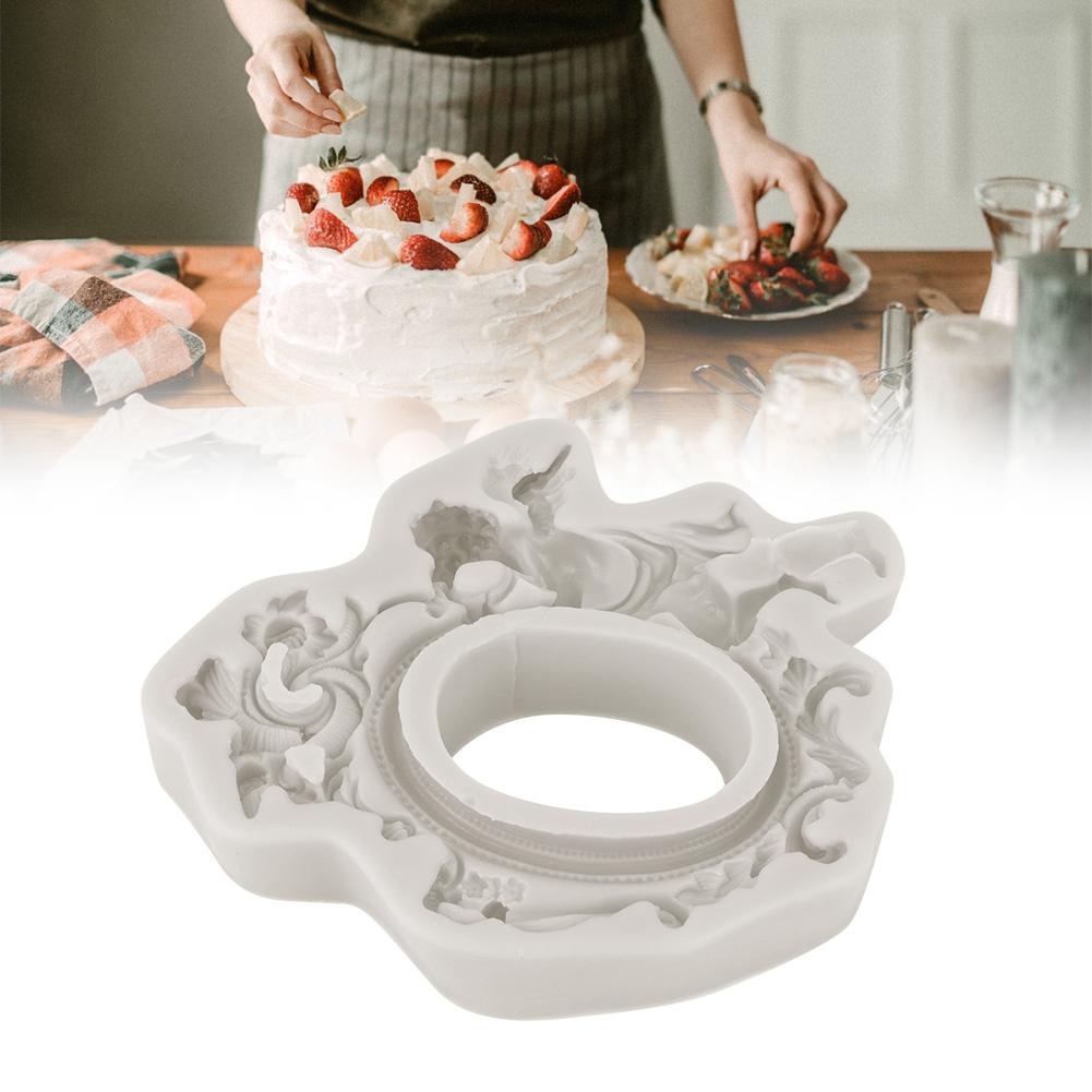 

Европейская рамка для фото Ангел DIY Силиконовая форма Форма для мастики шоколада Инструмент для украшения выпечки тортаСерый серый
