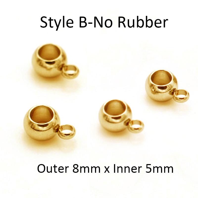 20pcs Stainless Steel Stopper Beads for Earring Necklace Bracelet Jewelry Making DIY Gold Bail Bead Hanger Rings Rubber Beads