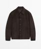 Massimo Dutti Suede Leather Overshirt With Pocket Details