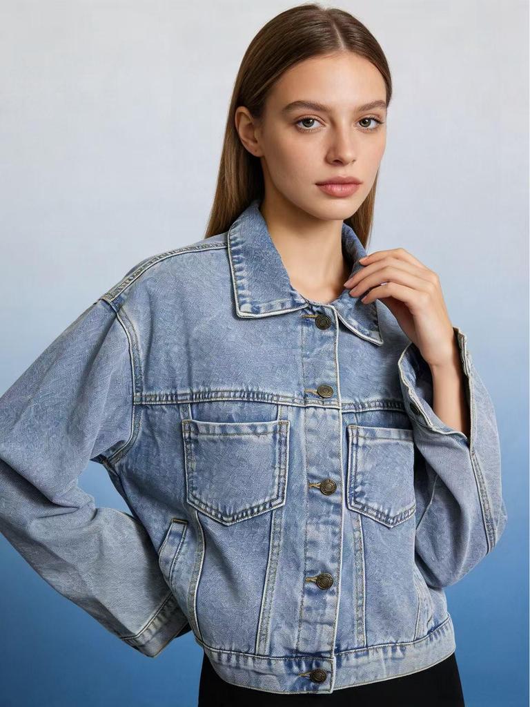 Damen Jeansjacke im lockeren Schnitt: Trendiger europäisch-amerikanischer Stil