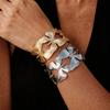 Vintage Ginkgo Leaf Butterfly Open Cuff Bangle Gold Silver Wide Statement Bracelet For Women Boho Party Jewelry