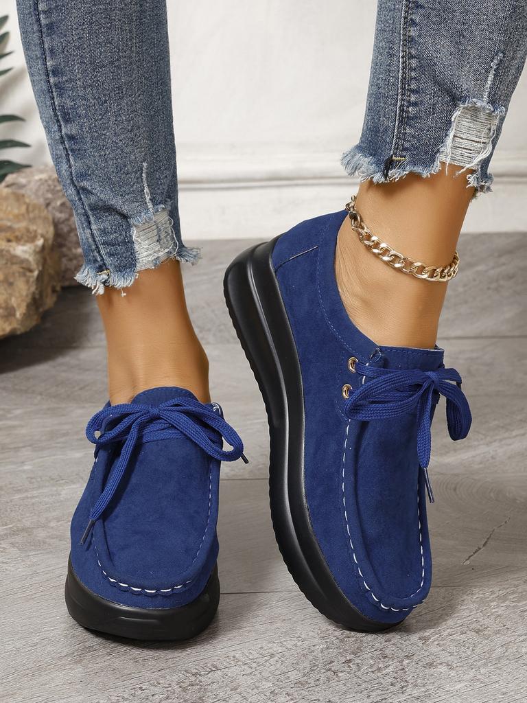 Foreign Trade Large Size 2025 Spring and Summer New Large Size Lace-up European and American Single Shoes Platform Casual Women's Shoes