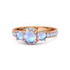 Moonstone Three-Stone Halo Pave Band Ring -925 Sterling Silver Rose Gold Vermeil