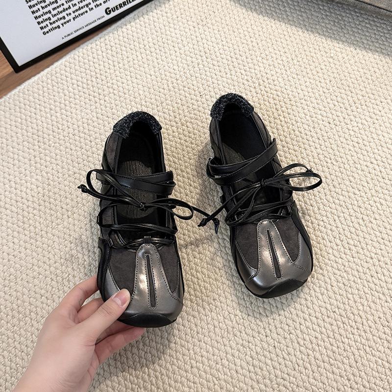 Niche Design Ballet Shoes Single Shoes Women's 2025 Spring New Square Head Retro Sports Casual Mary Jane Shoes