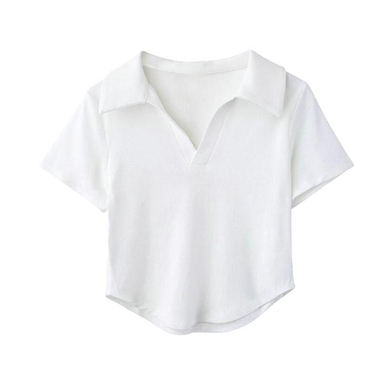 Summer Solid Color T Shirt Harajuku Casual Chic Short Sleeve Crop Top Women Clothing Elastic Ladies Top