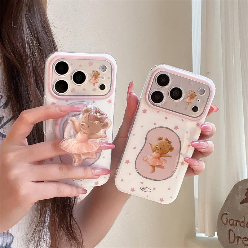 Magnetic Ballet Bear Case for iPhone 17/16 Pro Max/15 Pro
