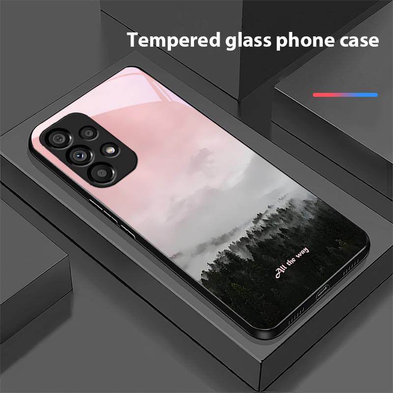 Dark Forest White For Samsung Galaxy S 8 9 10 20 Plus 21 FE 22 23 24 Ultra S7 Edge Black Tempered Glass Phone Case Hard Shell