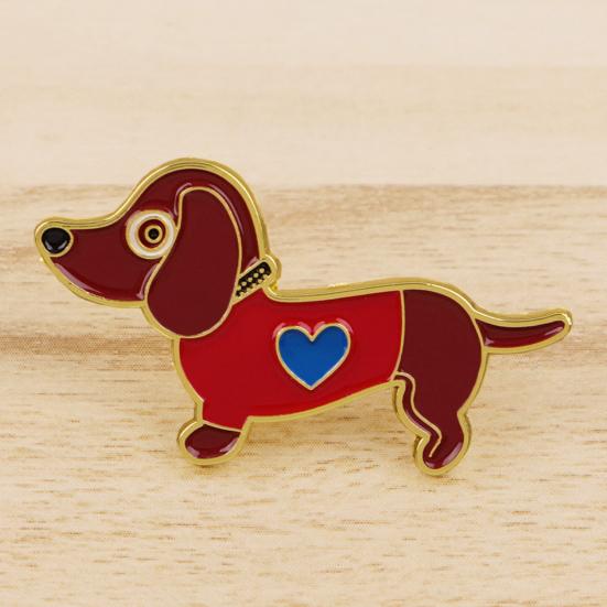 Cute Dachshund Lapel Pin Funny Puppy Brooch for Bags Jackets Hats Minimalist Alloy Brooch Unique Gift for Dog Lovers & Teens