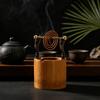 Bamboo Incense Burner Metal Coil Incense Holder with Ash Catcher for Home Office Yoga Meditation