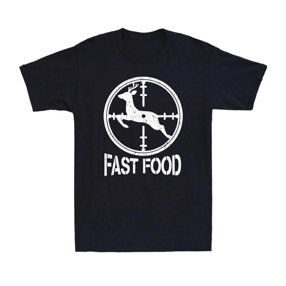 Fast Food Hunting Deer Running Fast Humor Father s Day Gift Men s T-Shirt L