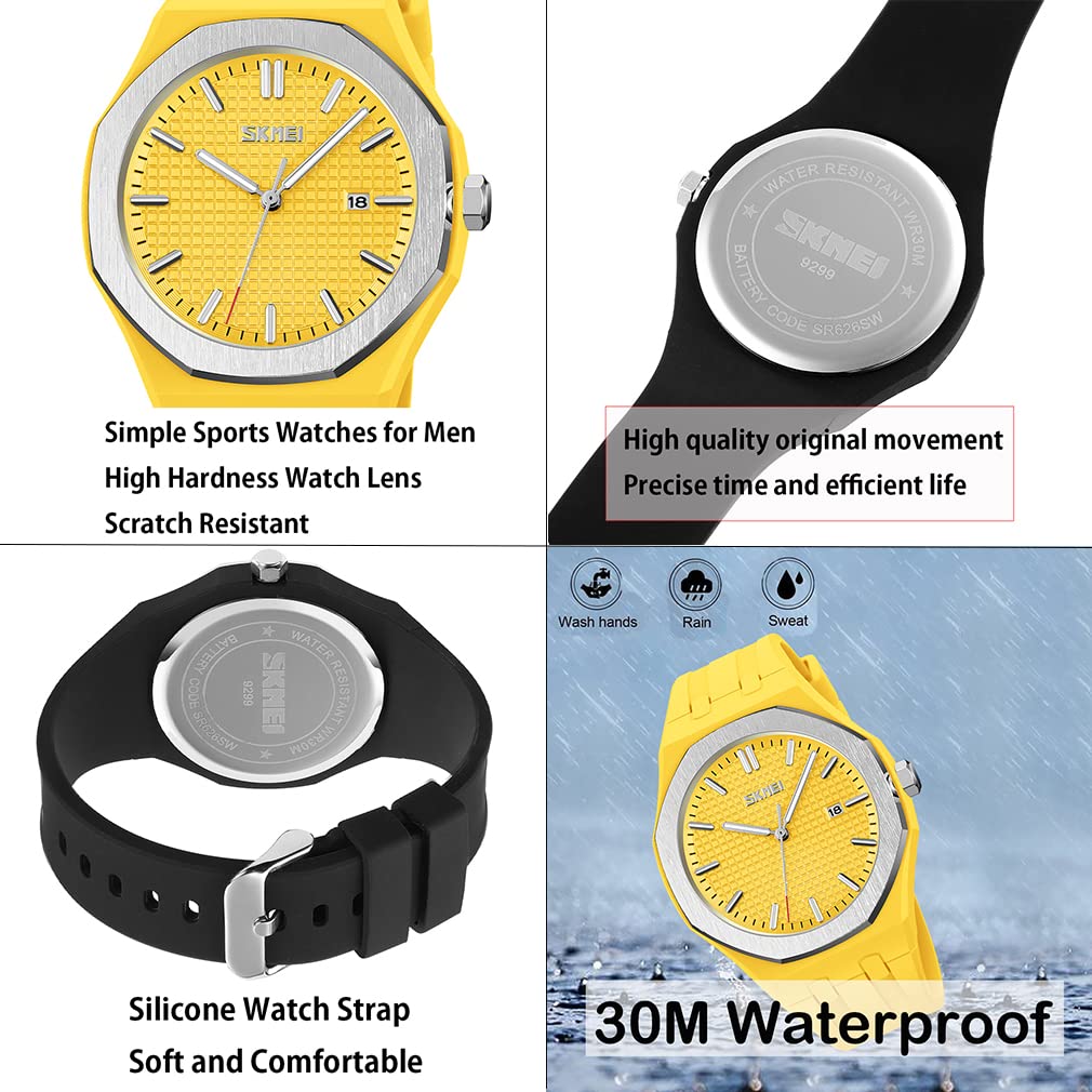 Simple Brand Analog Large Date Gift for High School Students Men's Watch, Design, Silicone, Sports, Waterproof, Stylish, Casual, Name, Quartz,