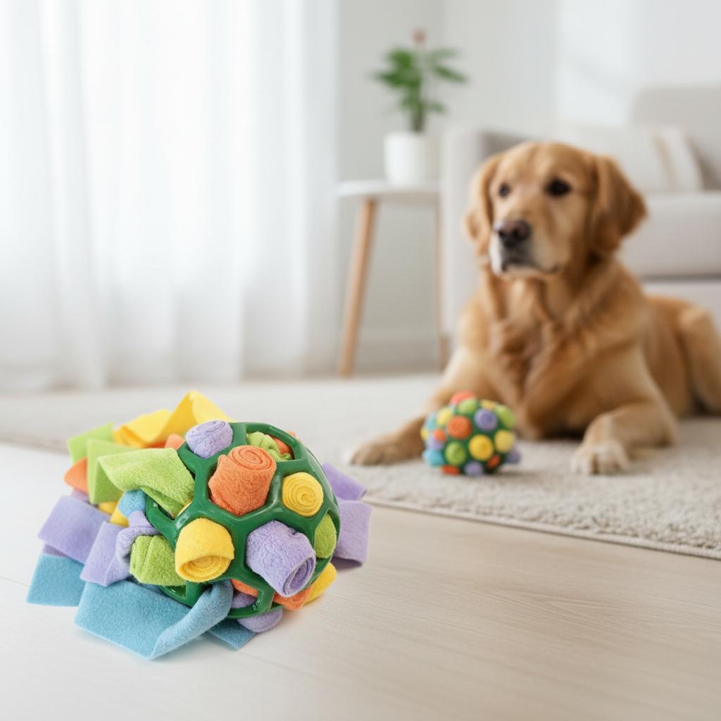 Eco-Friendly Dog Snuffle Ball Shaker Fleece Interactive Puzzle Toys Encourage Natural Foraging Skills Slow Feeder