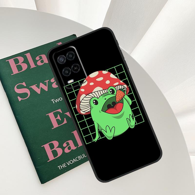 Cottagecore Fruit Strawberry Frog Case For Oppo A15 A16 A17 A52 A72 A76 A96 A54 A74 A94 A54S A57S A58 A78 A98 A57 A77 Cover