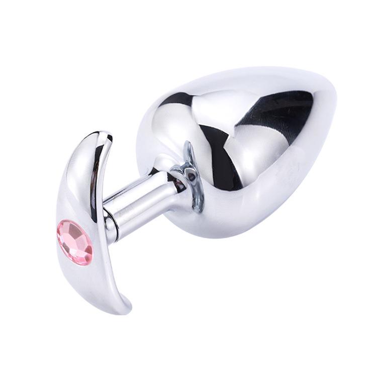 Metal G-Spot Butt Plug with Diamond Accents for Self-Pleasure